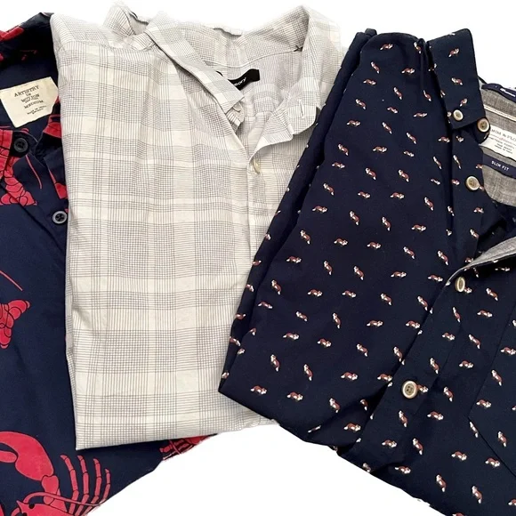 size medium short sleeve men’s button down x3 shirts - Picture 2 of 7